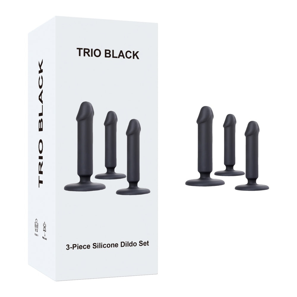Black 3-Piece Silicone Dildo Set