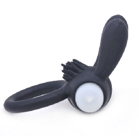 Силиконовое вибрационное кольцо на пенис Black Rabbit