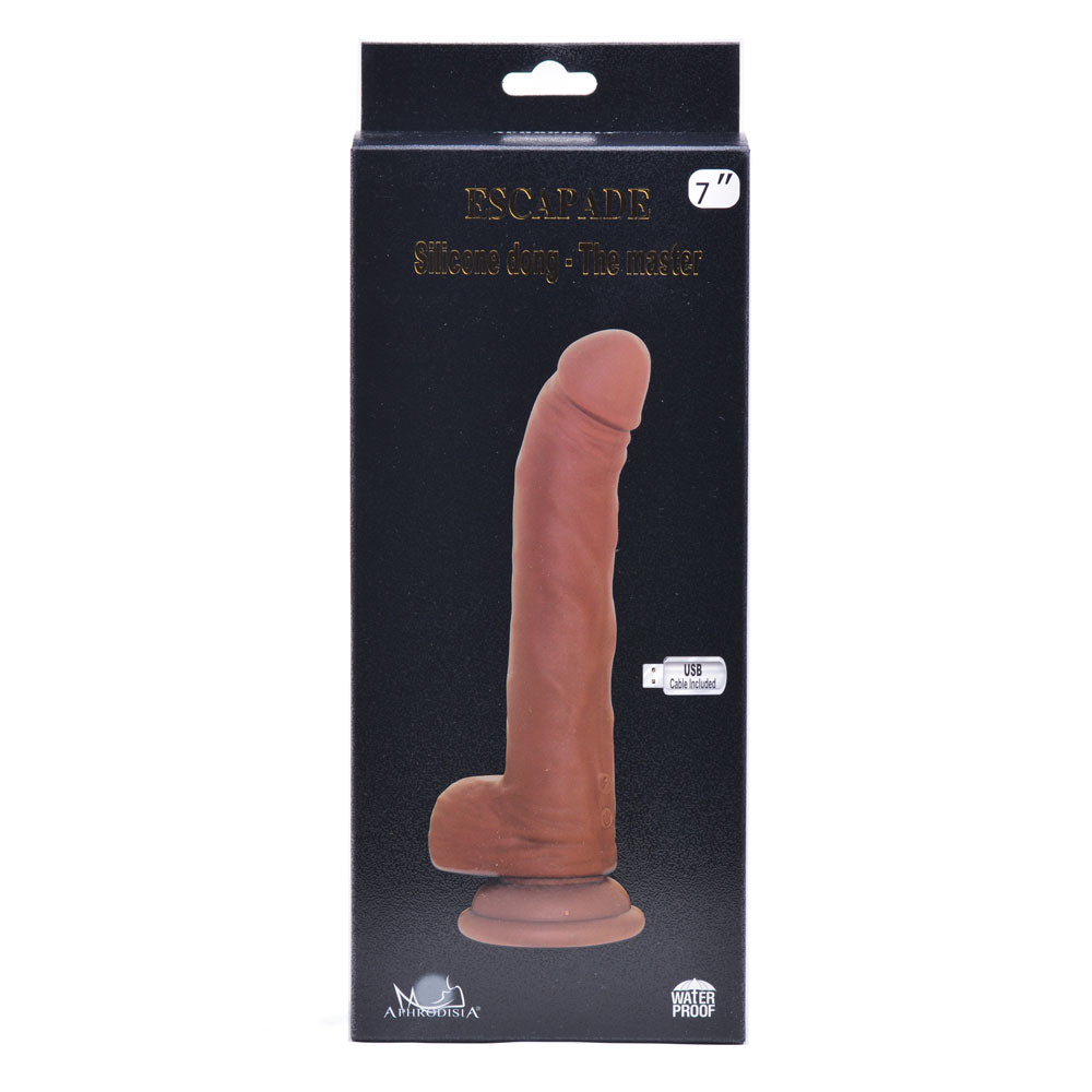 10 Functions Silicone Rechargeable G-Spot Vibrating and Rotating Brown Realistic Dildo