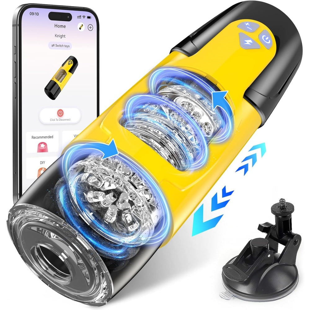 7-Speed Black & Yellow App-Controlled Rechargeable Masturbator