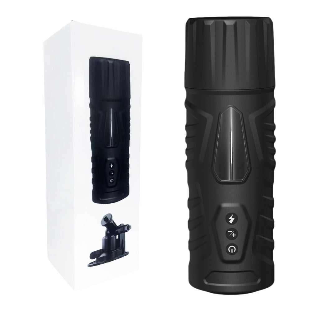 7-Speed Black Rechargeable Masturbator with Thrusting & Rotating Functions