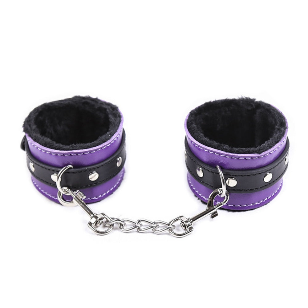 Black and Purple Fuzzy Handcuffs