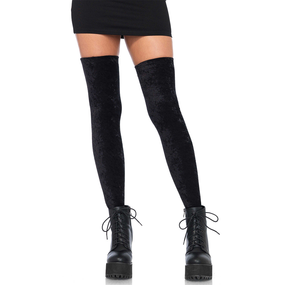 Чулки выше колена из мятого бархата Leg Avenue