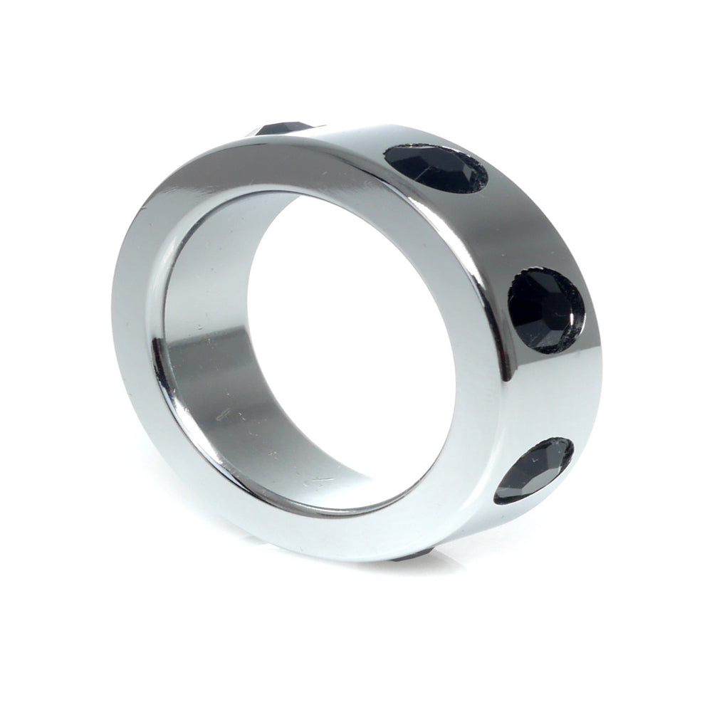 Metal Cock Ring with Black Diamonds Medium