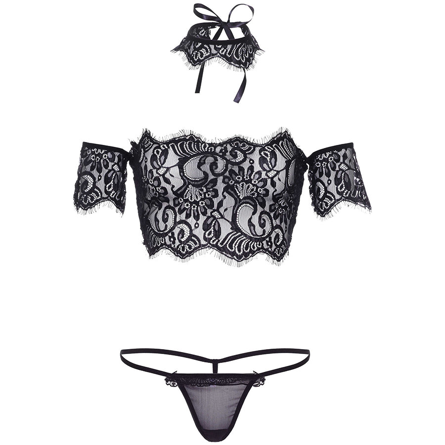 Leg Avenue Lace top with choker and thong M/L