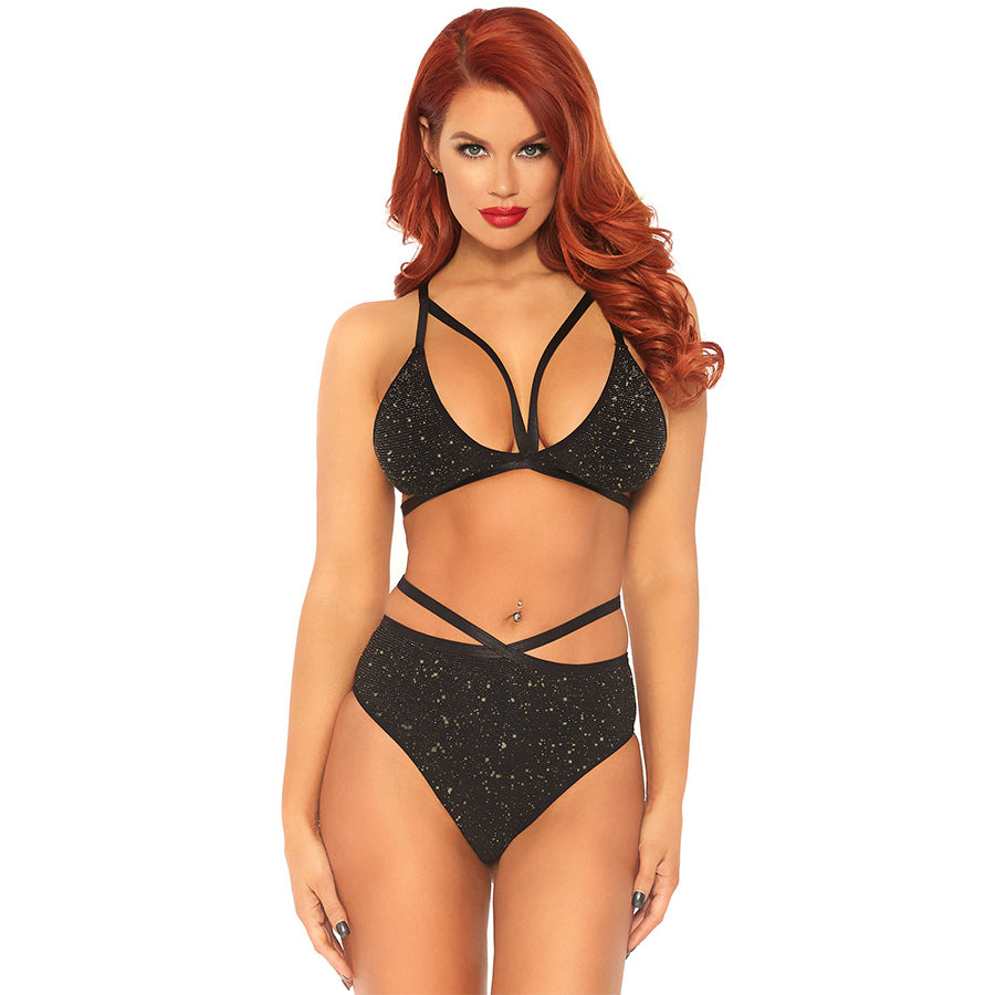 Leg Avenue Люрексовые непрозрачные бюстгальтер и трусики M/L