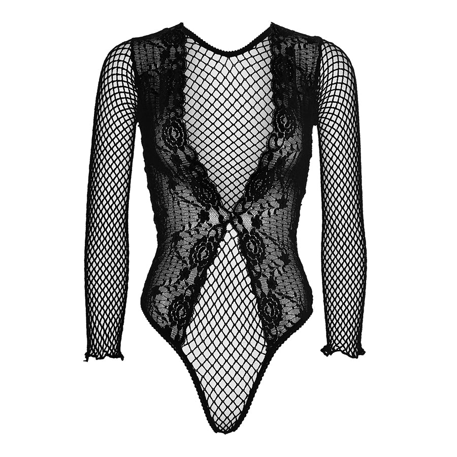 Leg Avenue High cut lace and net teddy