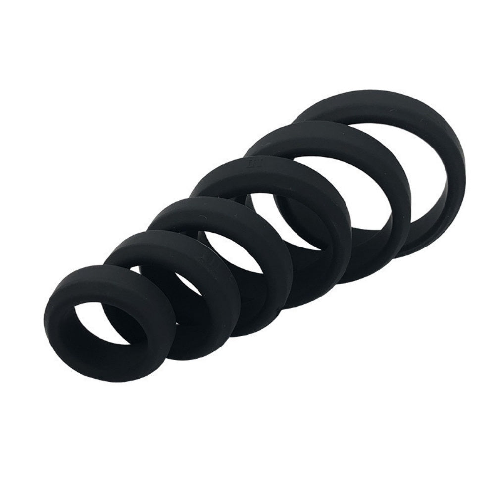 6-Piece Set Black Flexible Silicone Cock Rings