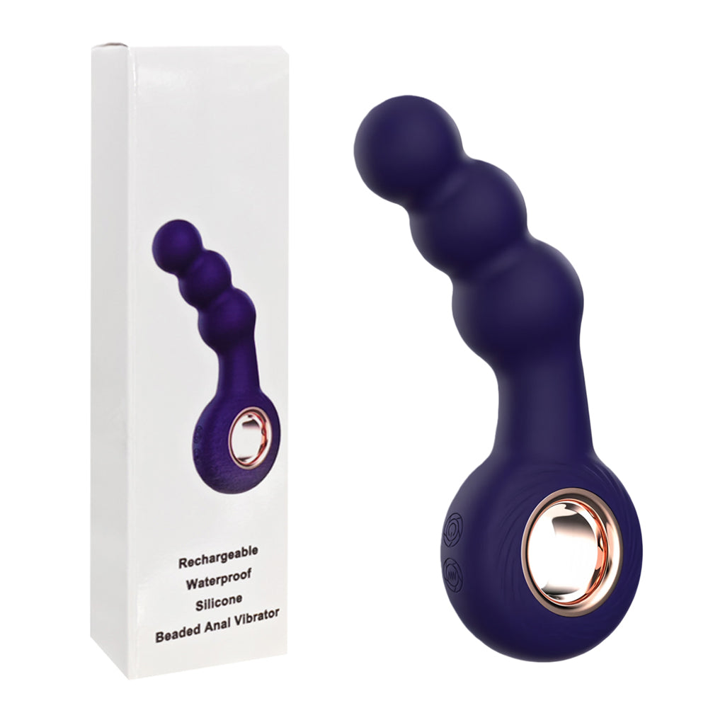 Dark Purple Silicone Beaded Anal Vibrator