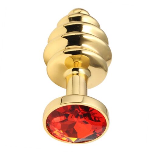 Spiral Gold Metal Plug Large Red
