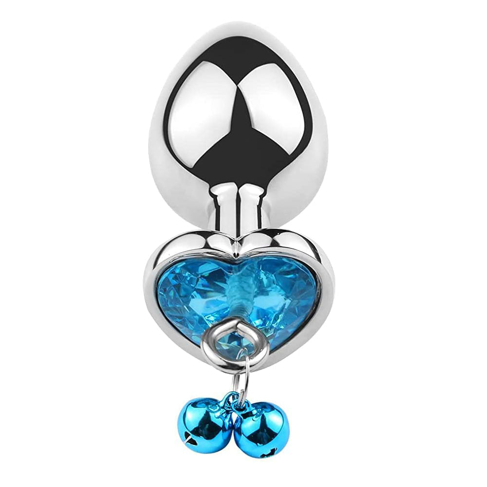 Heart Gem Plug with Bells Medium-Blue