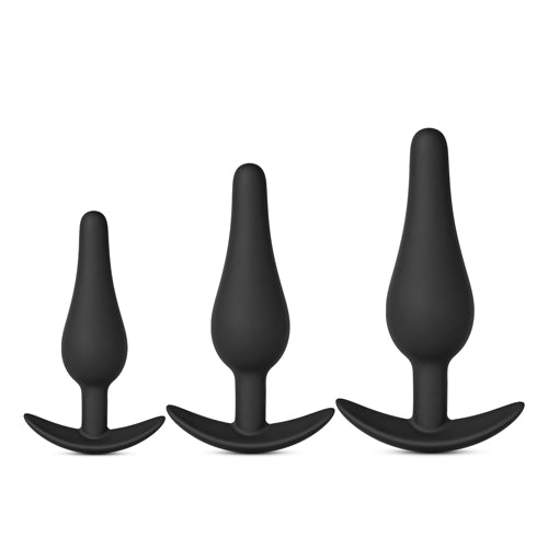 3 Pcs Black Color Silicone Butt Plug Set