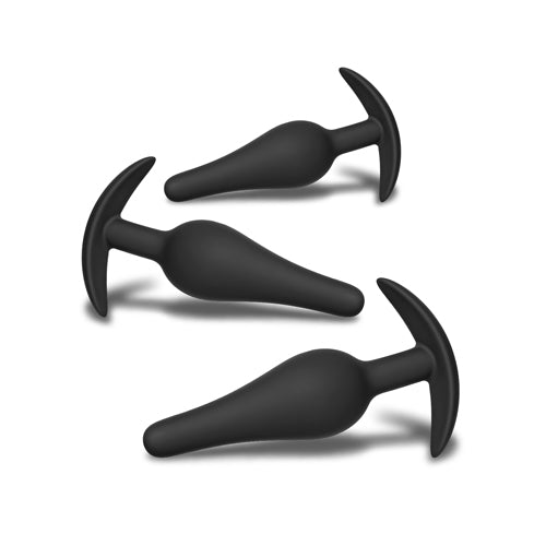 3 Pcs Black Color Silicone Butt Plug Set