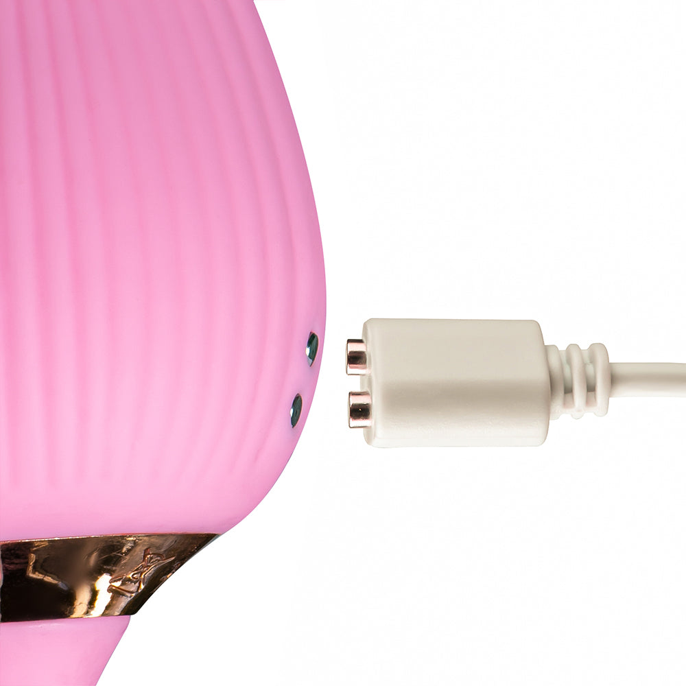 10-Speed Pink Color Silicone Clitoral Sucking Rose with Thrusting Vibrator