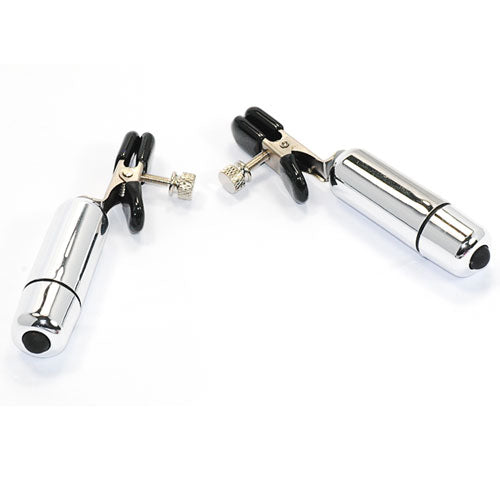 Nipple Clamps with Silver Vibrating Bullets ( Battery Included )