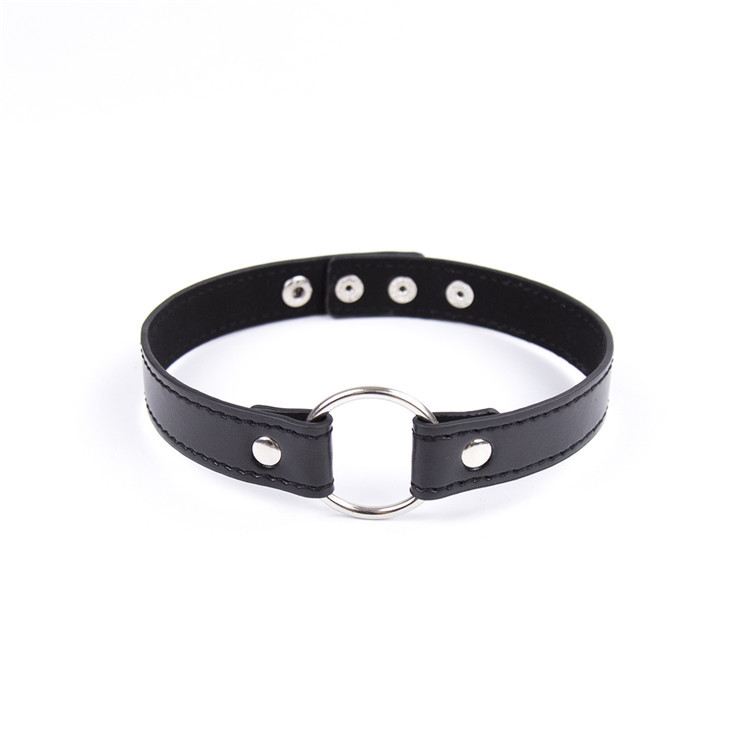 O Ring Adjustable BDSM Collar Black