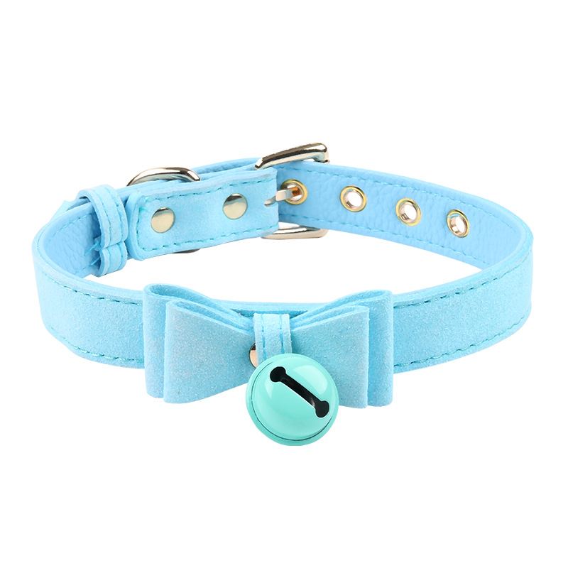 Kawaii Sex Collar With Bow &amp; Bell Blue