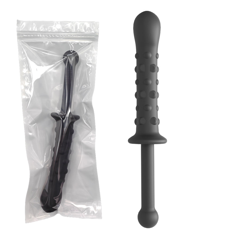 24 Cm Black Silicone Double-Ended Anal Plug with Raised Dots