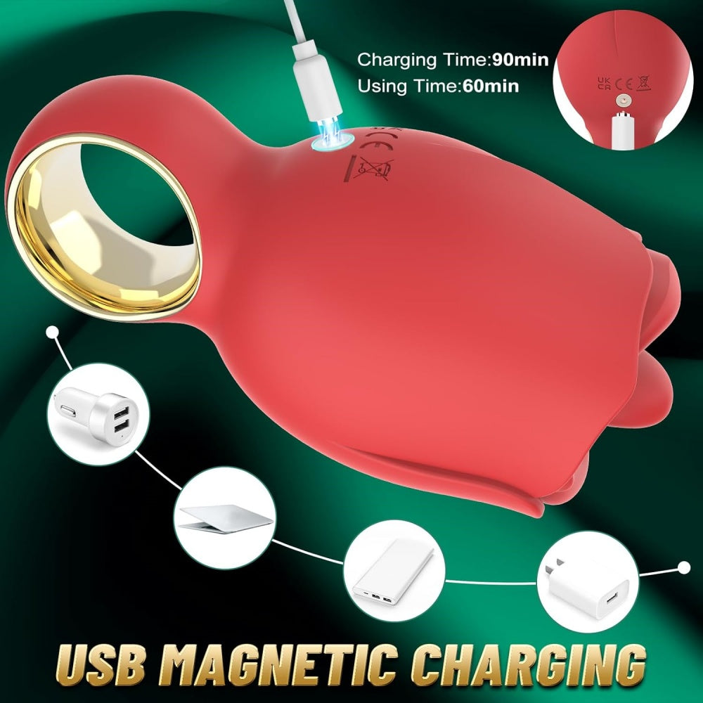 8-Mode Rechargeable Red Silicone Clitoral Stimulator