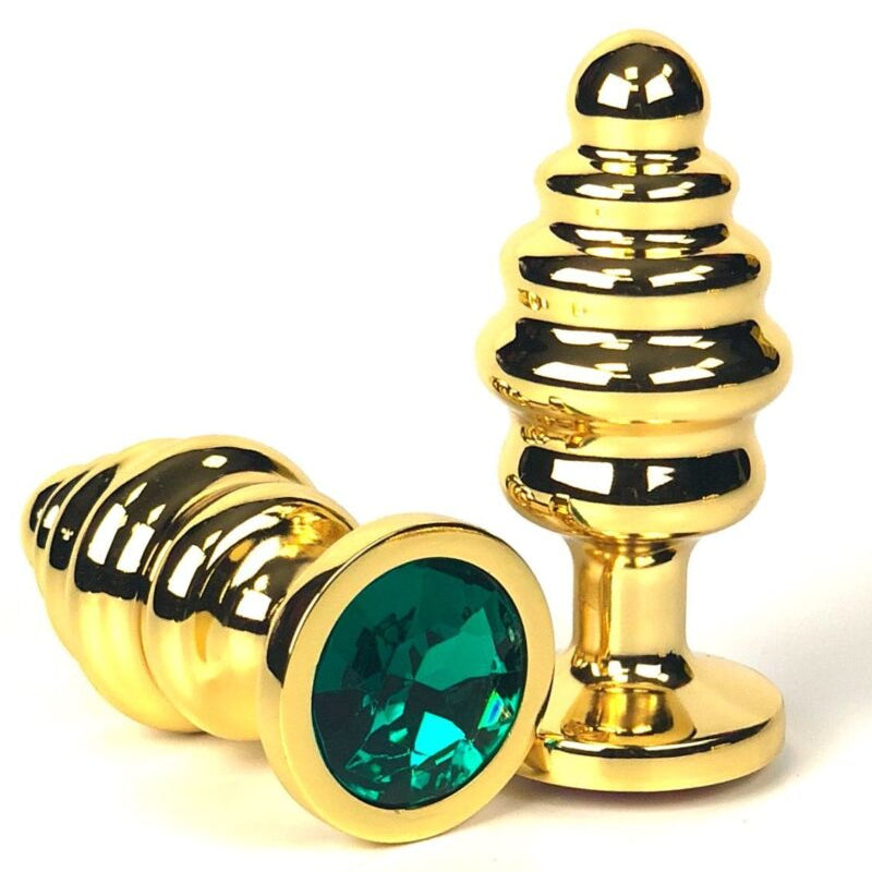 Spiral Gold Metal Plug Large Green