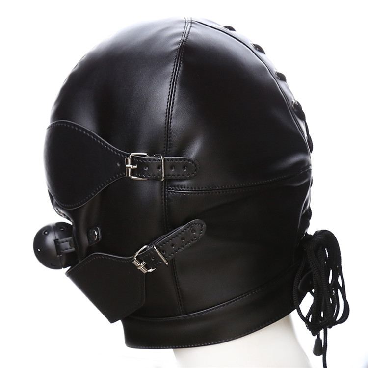 Blackout Bondage Hood with Ball Gag