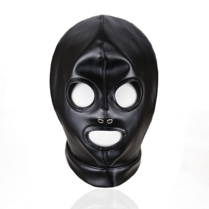 Wet Look Open Eye and Mouth Bondage Hood