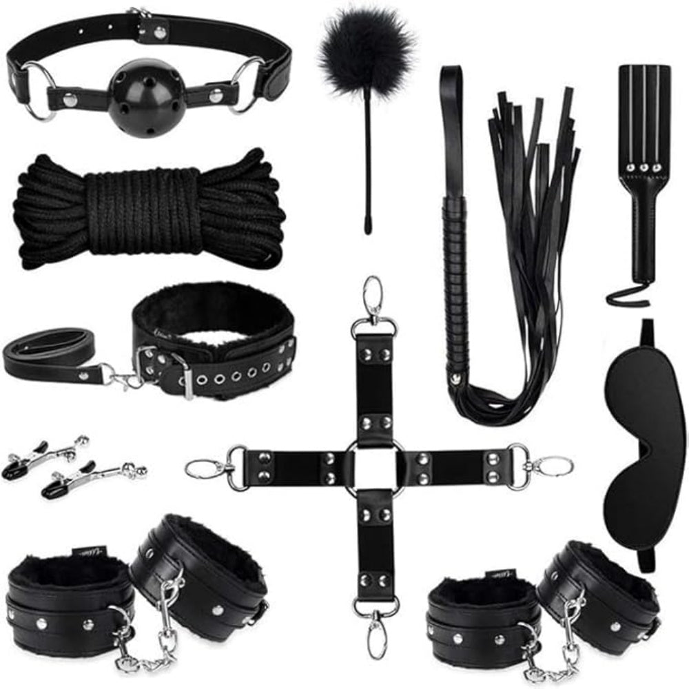 11 предметов, черный высококачественный набор BDSM для бондажа