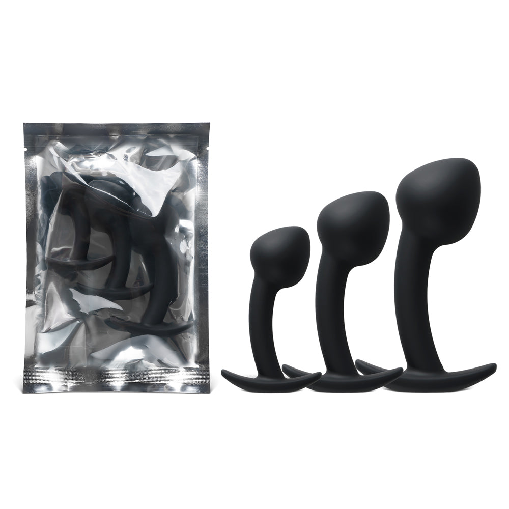 Black Color Silicone Butt Plug Set