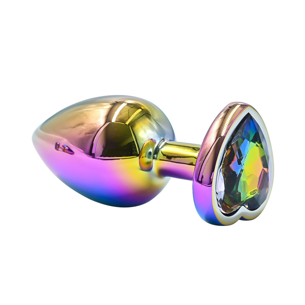 7 Cm Rainbow Metal Butt Plug with Heart-Shaped Base