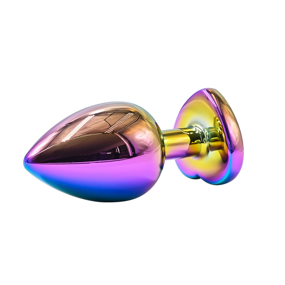 7 Cm Rainbow Metal Butt Plug with Heart-Shaped Base