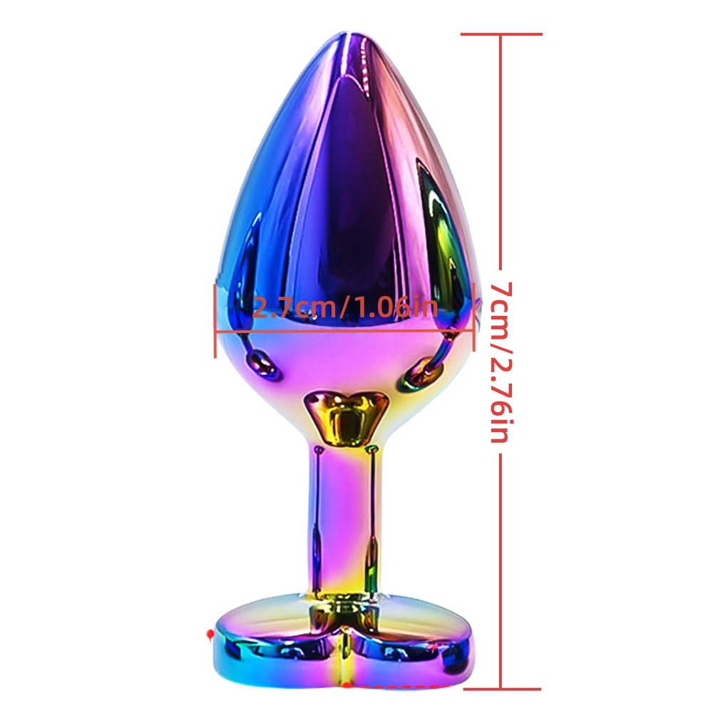 7 Cm Rainbow Metal Butt Plug with Heart-Shaped Base