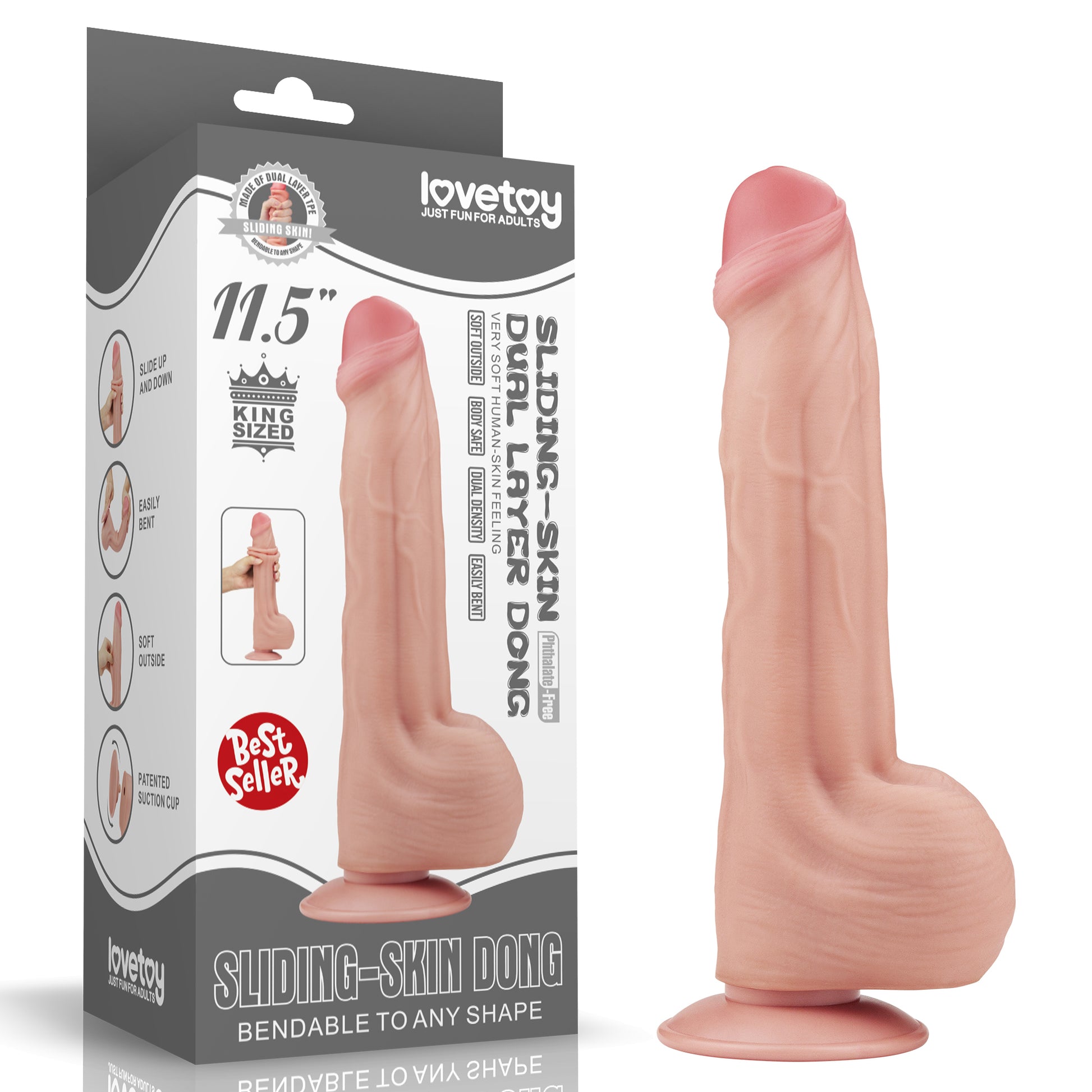 29 Cm King Sized Sliding Skin Dual Layer Dong