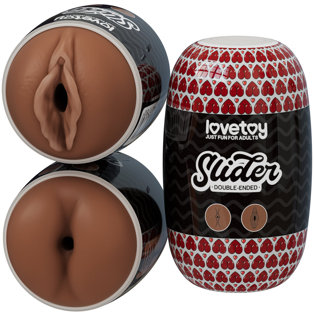 Slider Double-Ended Masturbator Ass and Vagina (Brown)