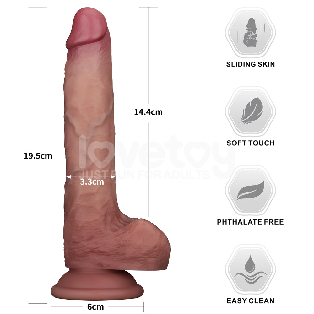 19.5 CM Sliding Skin Pro II Dual Layer Silicone Dong
