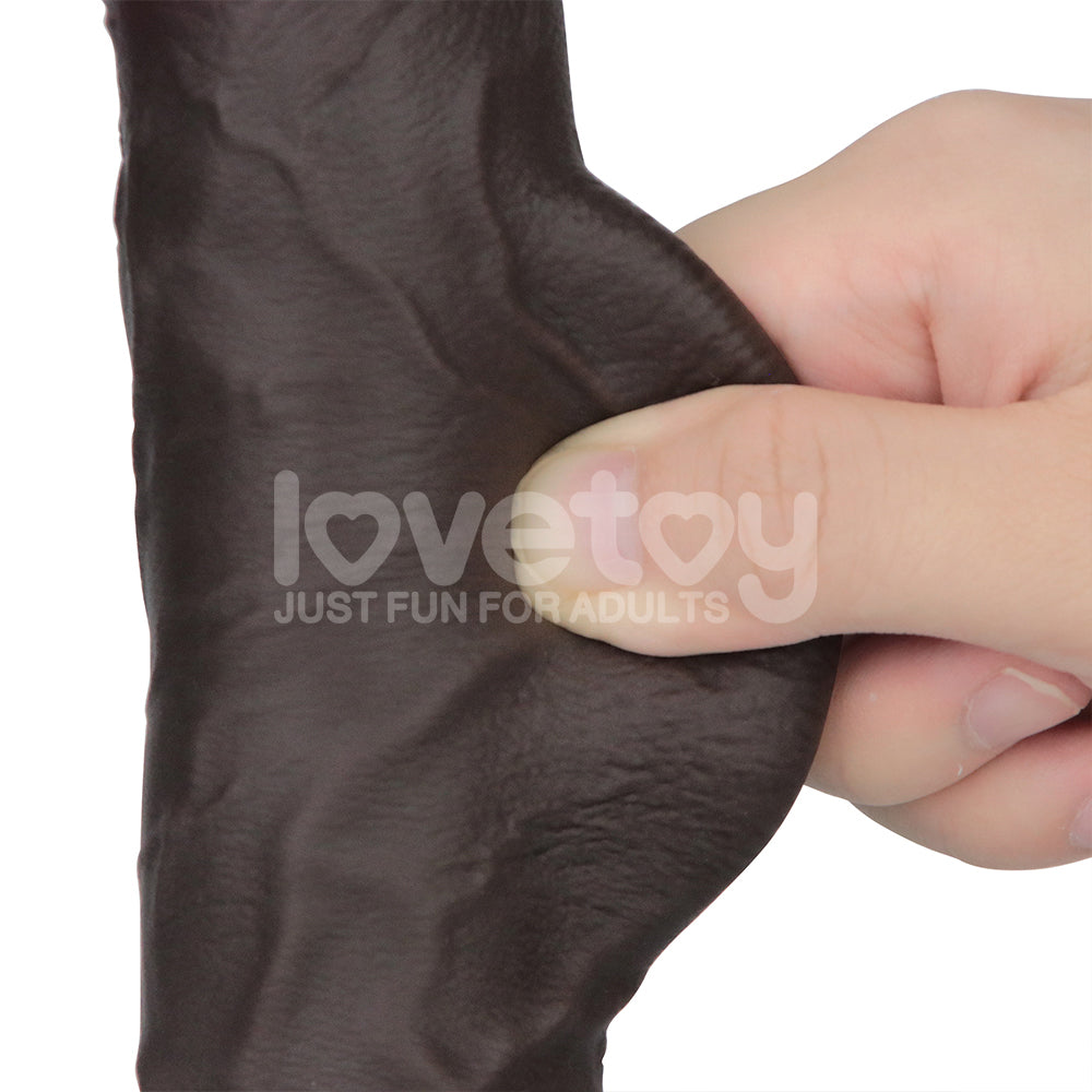 25 CM Sliding Skin Pro II Dual Layer Silicone Dong (Black)