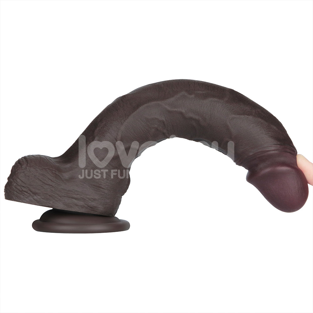 25 CM Sliding Skin Pro II Dual Layer Silicone Dong (Black)