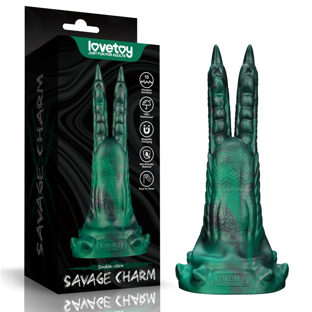 Savage Charm Двухпалый вибрирующий силиконовый дилдо