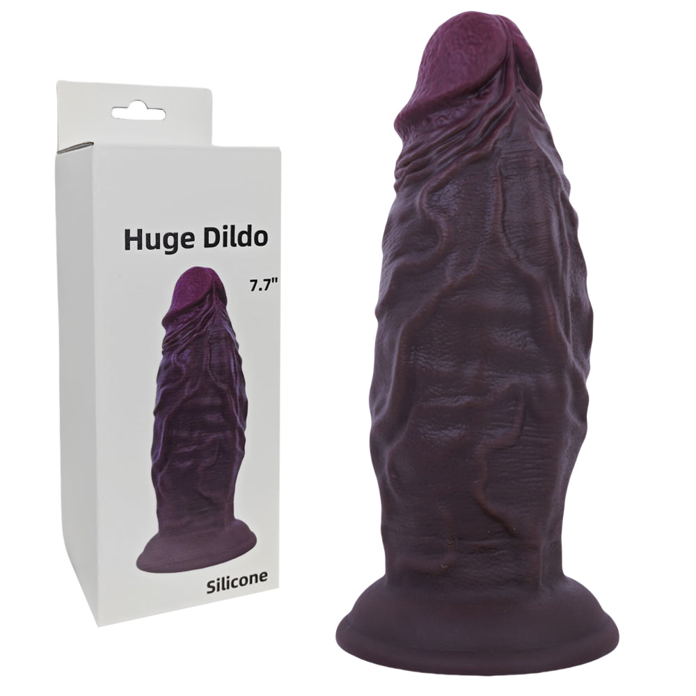 19.5 Cm Fat Dark Brown Silicone Realistic Dildo