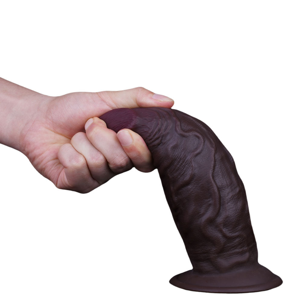 19.5 Cm Fat Dark Brown Silicone Realistic Dildo