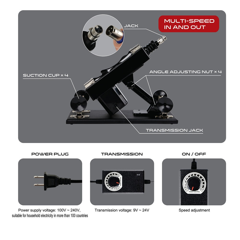 Black Adjustable Thrusting Sex Machine