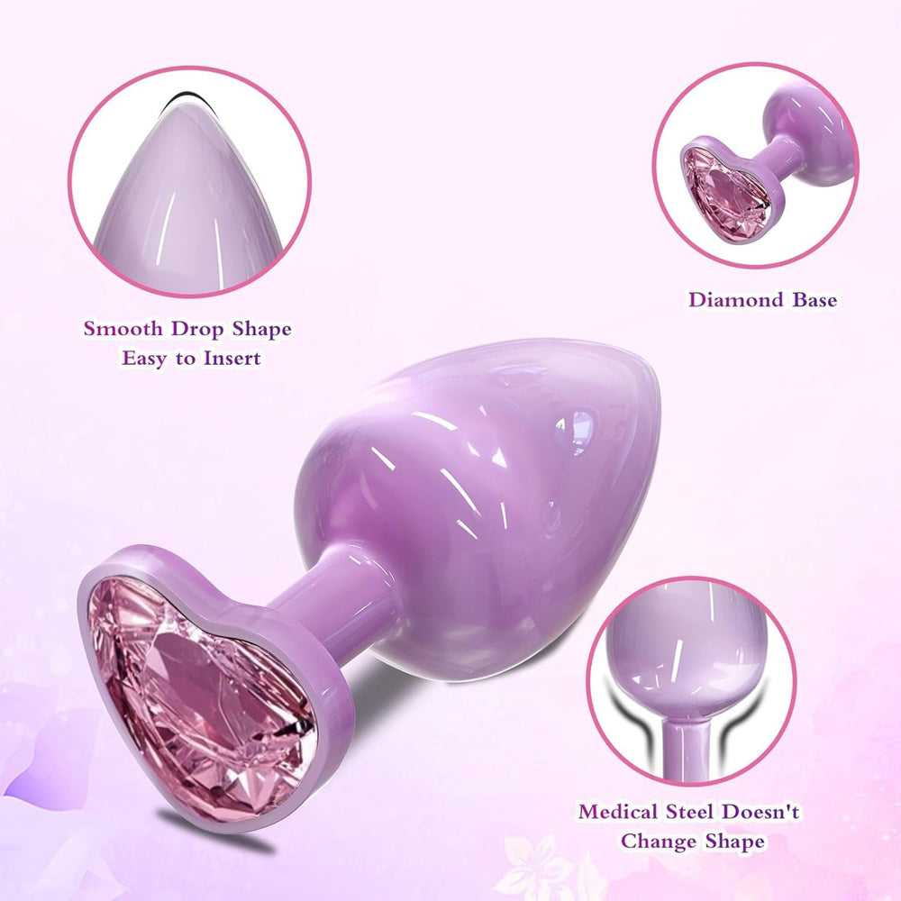 Pink Gem Base Metal Butt Plug