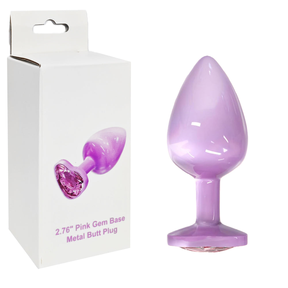 Pink Gem Base Metal Butt Plug