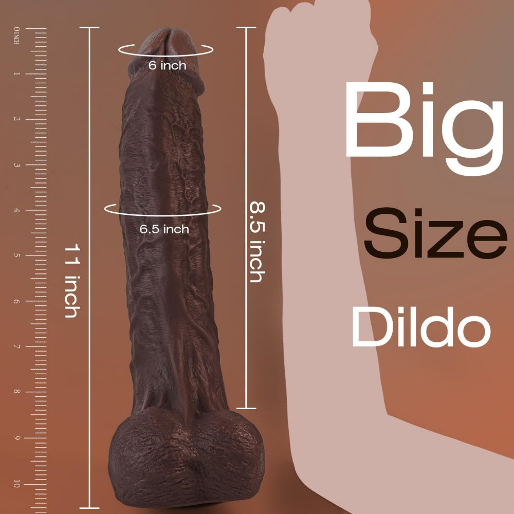 27.5 CM Deep Brown Silicone Dildo