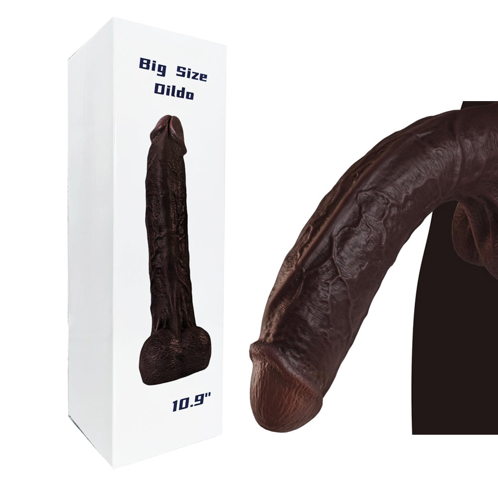 27.5 CM Deep Brown Silicone Dildo
