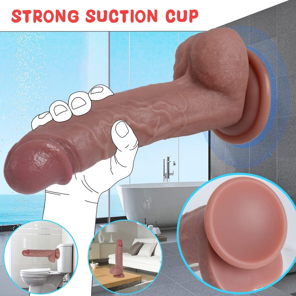 20.5 CM Deep Flesh Silicone Dildo with Strong Suction Cup