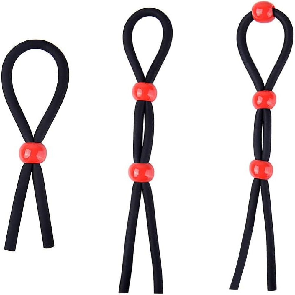 3-Piece Black & Red Medical Grade Silicone Cock Ring Set