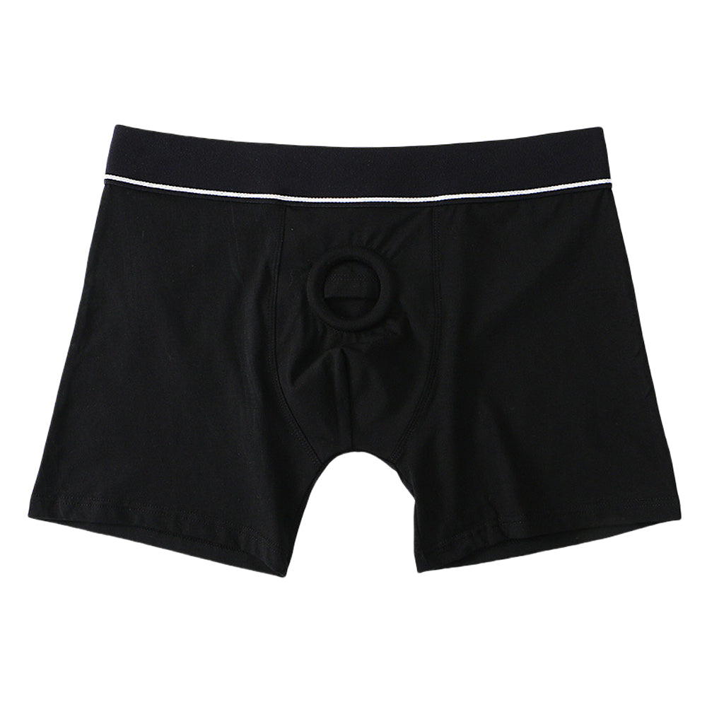 Black Adjustable Strap-On Harness Panties with O-Ring Front