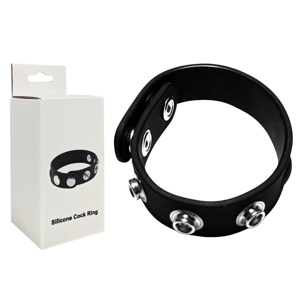 Black Adjustable Silicone Cock Ring Strap