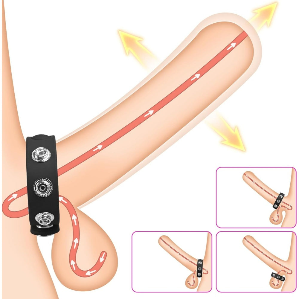 Black Adjustable Silicone Cock Ring Strap