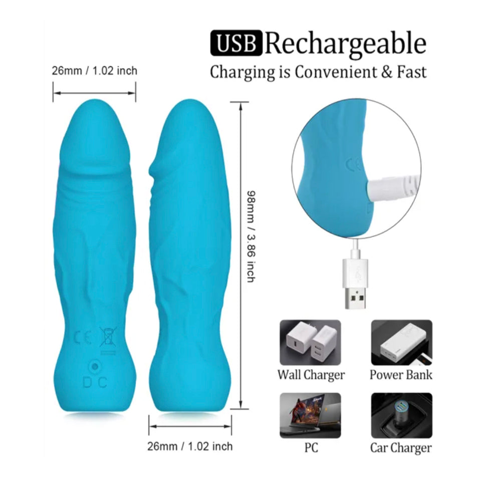 11-Mode Rechargeable Blue Mini Vibrator